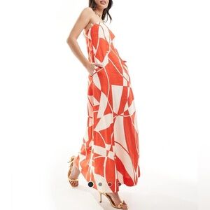 NWT Ever New bandeau linen midaxi dress with pockets in white